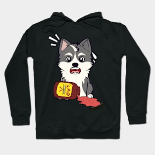 Funny husky Dog spilled BBQ sauce Hoodie